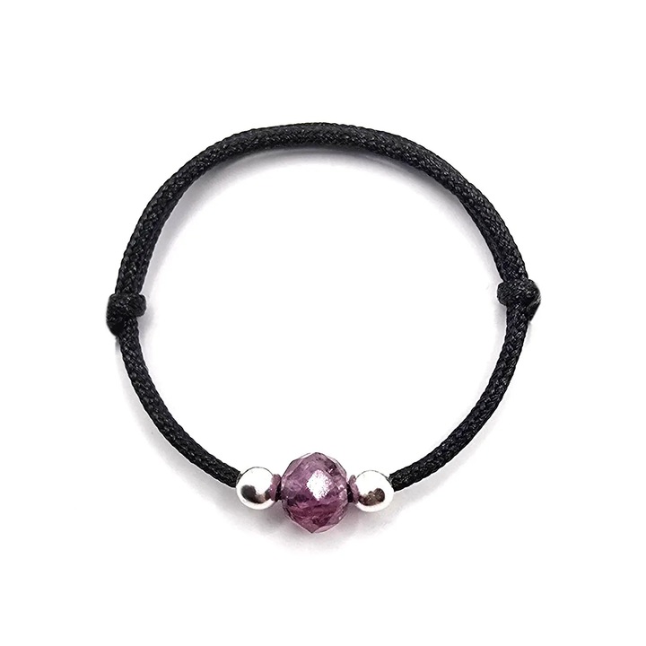 Inel handmade, ajustabil, din argint 925, Lexy's Boutique, pietre sempretioase rubin, negru