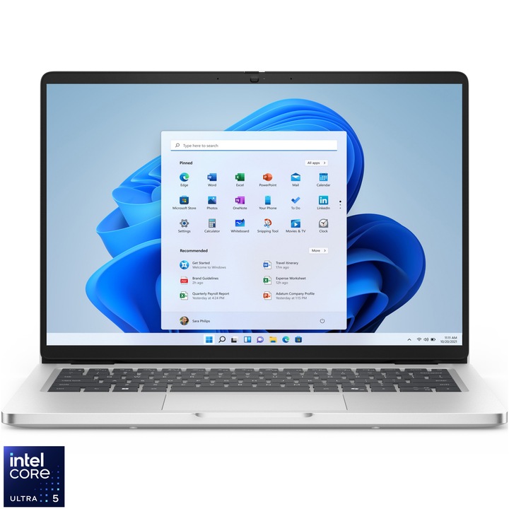 DELL PRO 14" laptop, Intel® Core™ Ultra 5 235U processzorral (akár 4,9 GHz-ig), 14", Full HD+, 16 GB DDR5 RAM, 512 GB SSD, Intel® Graphics igpu, Windows 11 Pro, Platinum silver, 3 év ProSupport és következő munkanapi helyszíni szervizzel