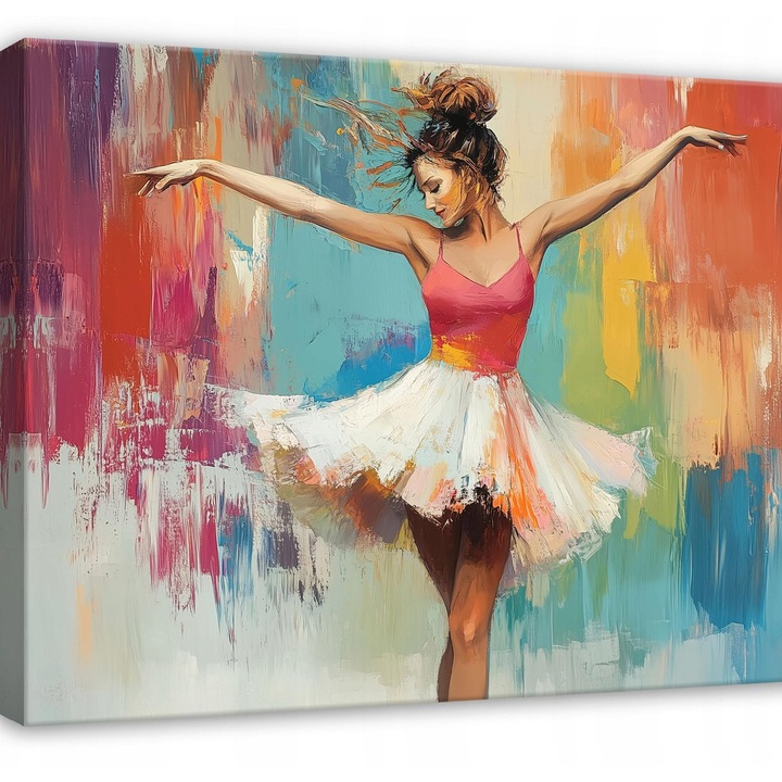 Картина върху платно, Абстрактна, 100x70 см, Балерина, Жена, Декоративна, Хол, Кухня, Стенни картини, PP15708O1
