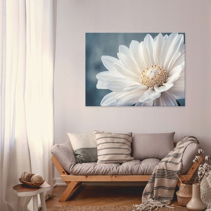 Tablou Canvas, Flori, 120x80 cm, Alb, Decorative, Living, Bucatarie, Picturi Pentru Perete, PP15714O20