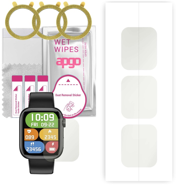 3 darabos védőfólia szett MATT Forever JW-500 órához – apgo, hidrogel, matt, ultravékony, karcálló, professzionális képernyővédelem