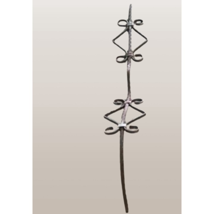 Balustru balcon forjat curbat, 4 ornamente, 12x5cm, 90cm