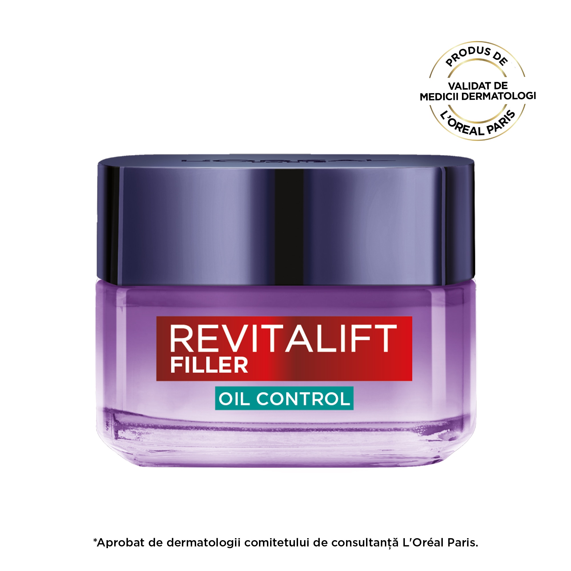 Crema-gel matifianta L'Oreal Paris Revitalift Filler, contine Acid Hialuronic si Acid Salicilic, redensifica si reduce porii, 50 ml