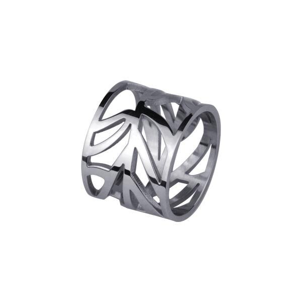 Inel elegant lat din otel inox cu frunze 5069