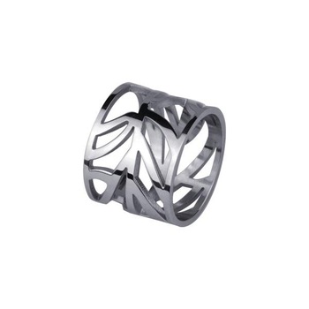 Inel elegant lat din otel inox cu frunze 5069 Inel elegant lat din otel inox cu frunze 5069