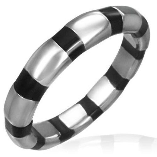 Inel otel inox zebra argintiu cu negru 4632