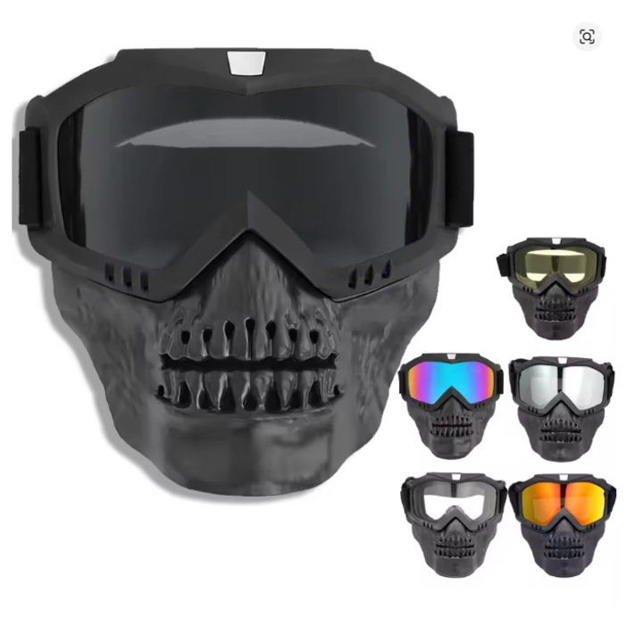 Ски/мотоциклетни очила и маска, черен цвят, прозрачни лещи