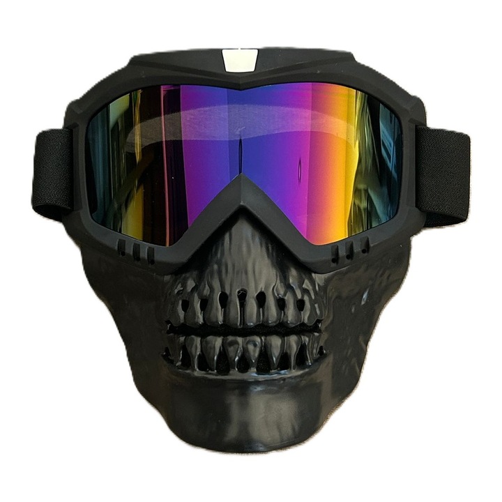 Ochelari si masca protectie ski/moto culoare negru, lentila multicolor