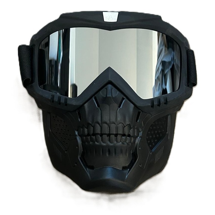 Ochelari si masca protectie ski/moto culoare negru, lentila argintiu