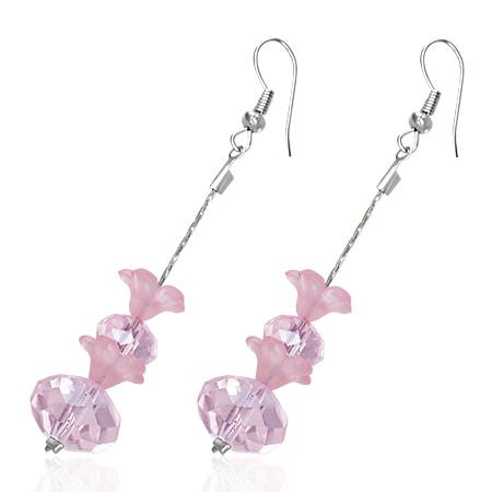 Cercei fantezie lungi cu floricele roz - BeSpecial 2404, 5,3, Roz