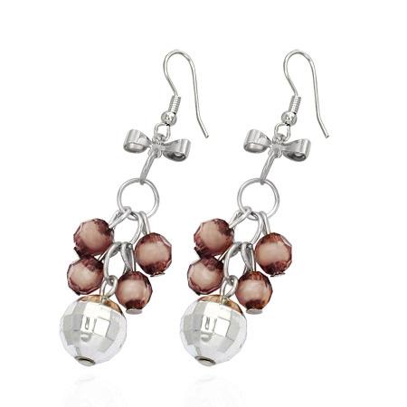 Cercei fantezie cu margele maro si fundite - BeSpecial 3649, 4, Maro