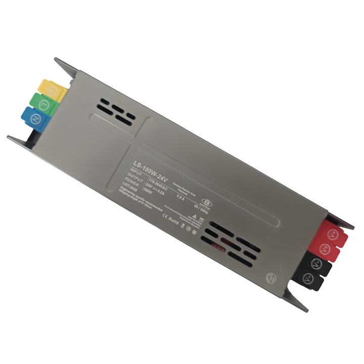 Sursa de alimentare slim pentru sisteme LED LS-100W24V, 100W, 24V DC, 4.2A, carcasa aluminiu, control inteligent, slow/soft start, IP20