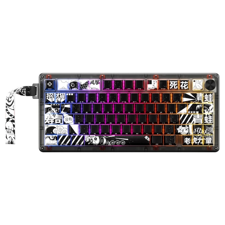 Tastatură Gaming QwertyKey Magnetic HE, Switch-uri Magnetice Hall Effect, RGB, Alb, 326.6x143.2x42mm