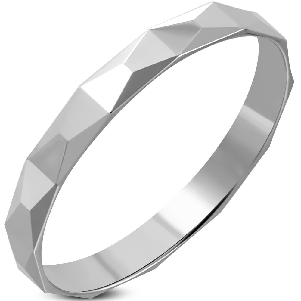 Inel tungsten stil verigheta cu piramide - BeSpecial 7019