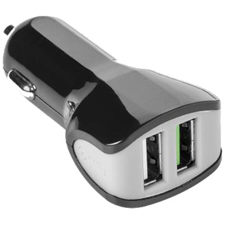 Incarcator auto Celly Fast Charging, 2xUSB, 3.4A, Negru