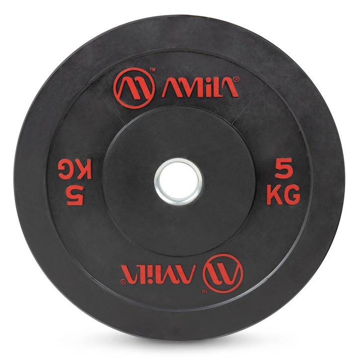 Discuri Bumper AMILA Slim 5Kg, 50mm, pentru Crossfit, culoare neagra