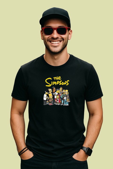 Tricou barbat simpson personajele emblematice ale serialului animat clasic, Negru