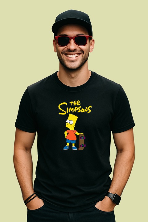 Tricou barbat simpson viata de familie satirica si umor american, Negru