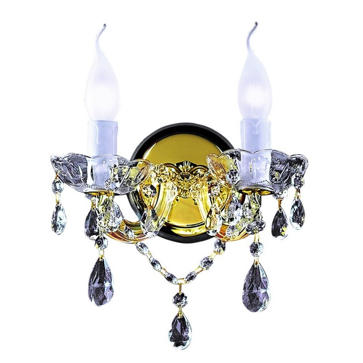 Fali lámpa 2 karral félig kristályból WA 2-521/2 MT Gold, 2 x E14, Orion Lighting Austria