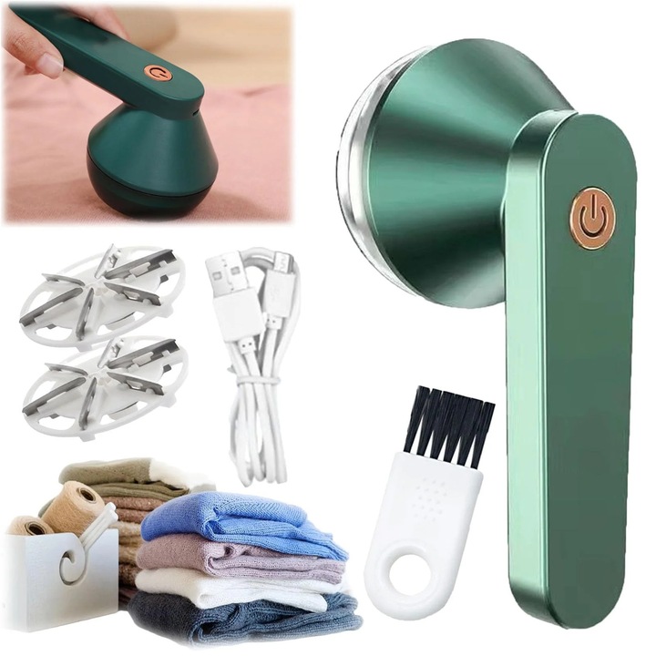 Aparat electric pentru indepartat scame, reincarcabil, verde