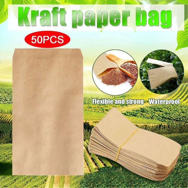 50 db kis öntapadós kraft papír boríték szett, barna, 6x10cm