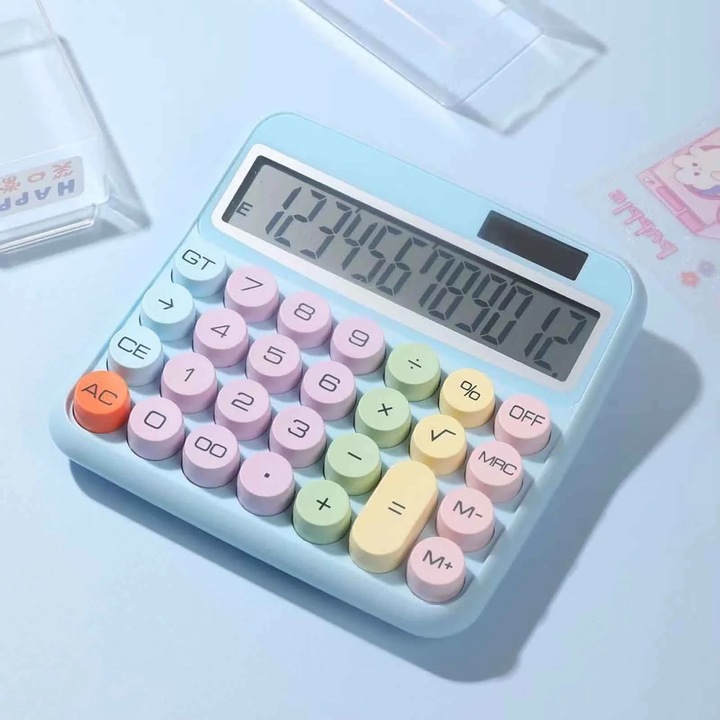 YANYXR mechanikus számológép, 12 számjegyű, 5 hüvelykes LCD kijelző, kék, 15°