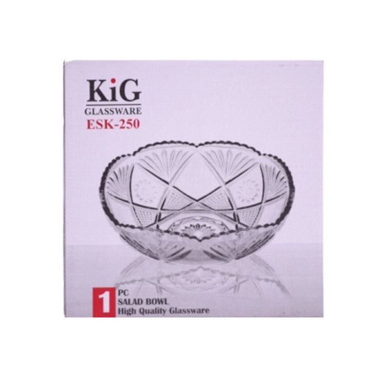 ESK-250 tál, átlátszó üveg, mintás, kerek, 2000 ml