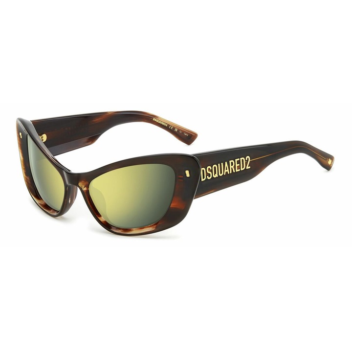 Ochelari de Soare Dama Dsquared2 D2-0118-S-EX4 ø 57 mm, Lentile Auriu, Rama Maro din Acetat, Protectie UV400