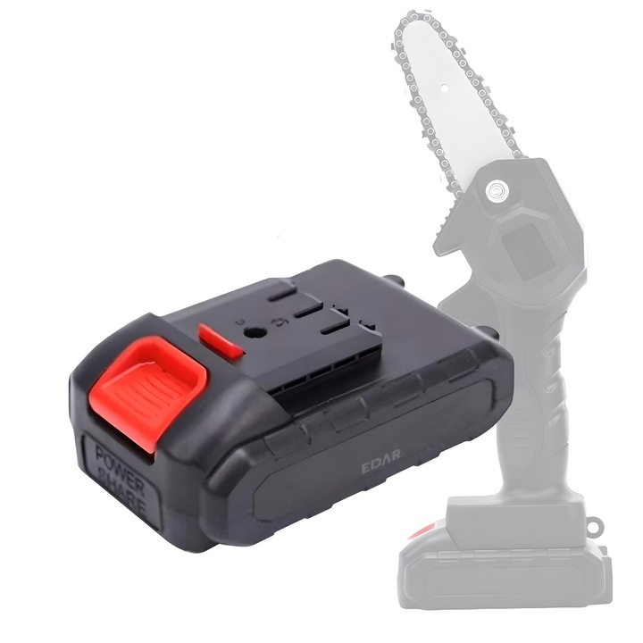 EDAR újratölthető akkumulátor 2 érintkezővel, kompatibilis hordozható fűrésszel, bozótvágóval, magasnyomású mosóval, 48 Vf, ABS ház, fekete színű