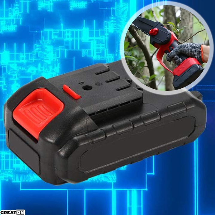 Acumulator De Rezerva Reincarcabil GREATON Pentru Masina De Tuns Iarba, Motocoasa, Mini Fierastrau, Aparat De Spalat Cu Presiune, 2 Pini, 48Vf Carcasa ABS Rezistent, Negru