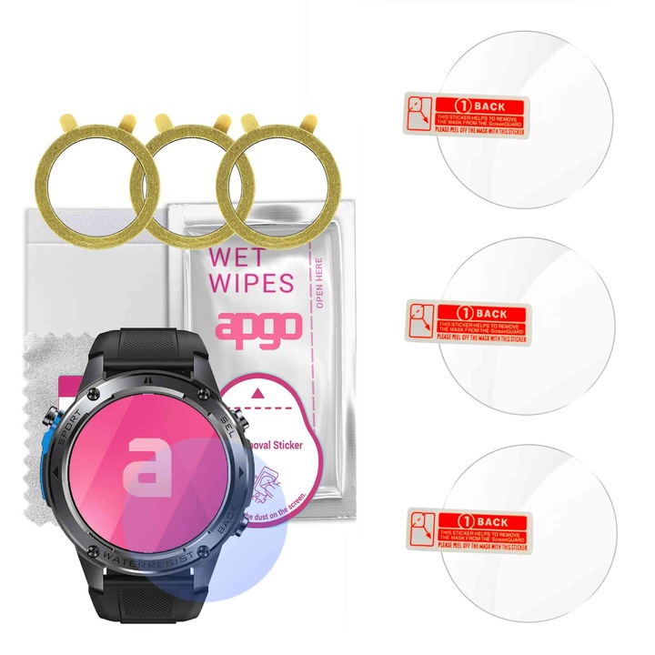 3x Folie de protectie din sticla securizata 9H pentru smartwatch Zeblaze Stratos 2 Ultra