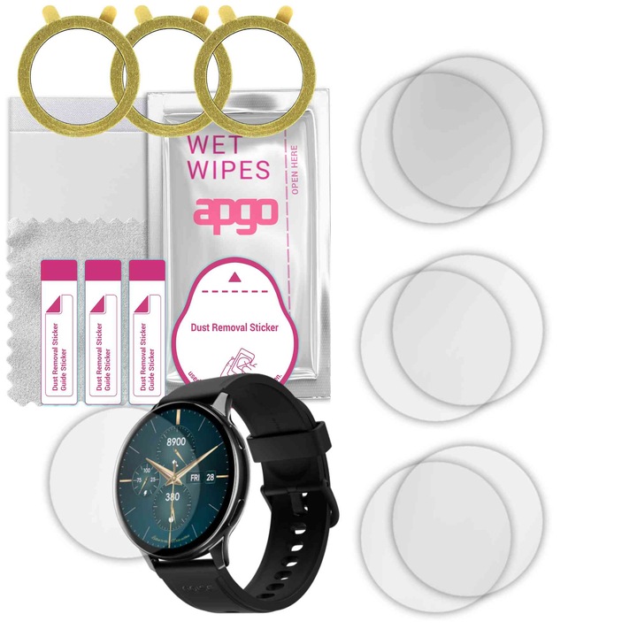 Set de 6 folii de protectie pentru ceas Noise Vortex Plus – apgo, folie securizata, hidrogel, lucioasa, anti-zgarieturi, protectie profesionala ecran