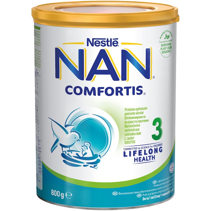Адаптирано мляко Nestle NAN 3 Comfortis, 800 гр, От 1 година