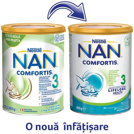 Формула за мляко на прах NAN 3 Comfortis от 12 месеца, 800 гр