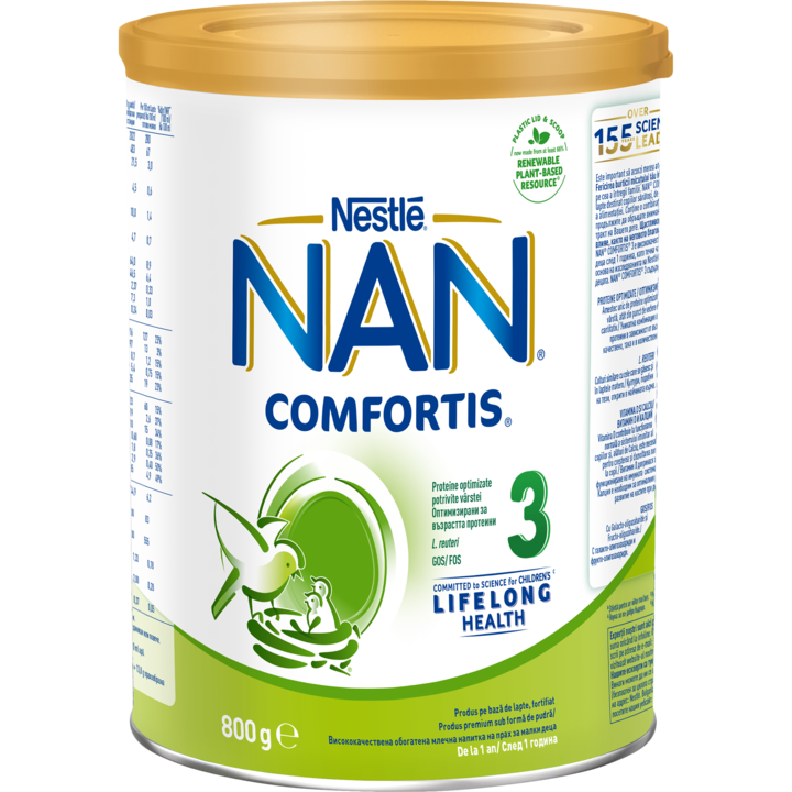Formula de lapte praf Nestle NAN 3 Comfortis, 800 g, 1-2 ani