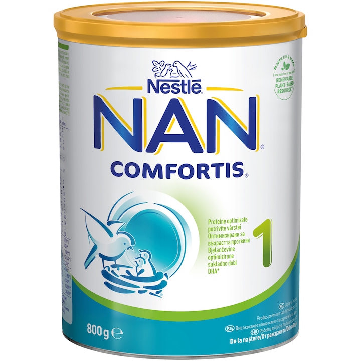 Адаптирано мляко Nestle NAN 1 Comfortis, Oт раждането, 800 гр