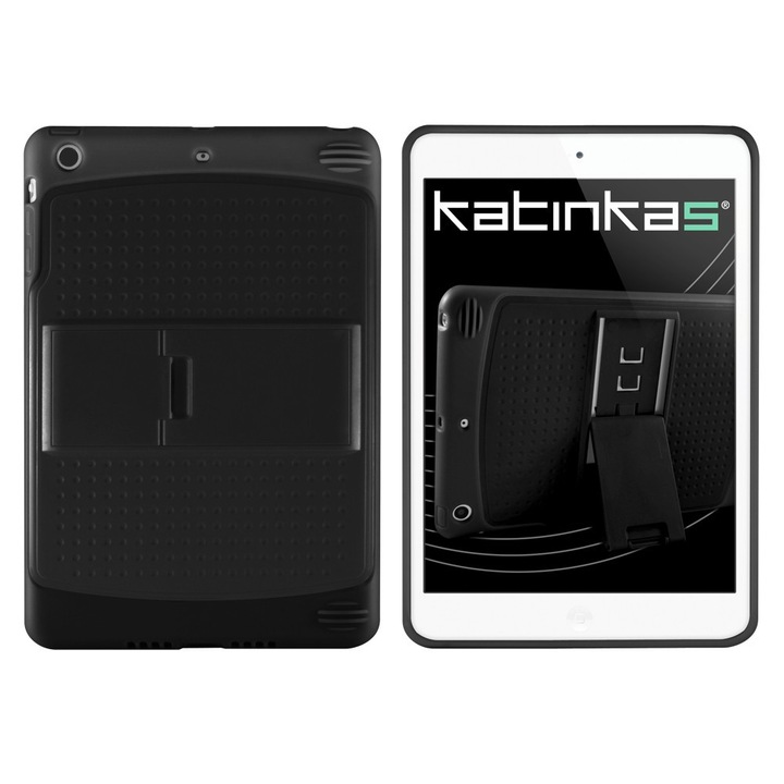 Пластмасов калъф със стойка KATINKAS Slim Cover KickStand за Apple iPad Mini/2/3 - черен