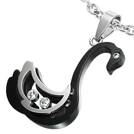 Pandant otel inox in forma de lebada - BeSpecial 564, 3,1, Negru