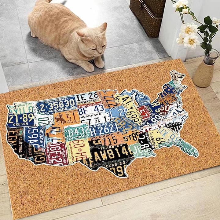 YANYXR bejárati szőnyeg USA térkép barna 40x58cm