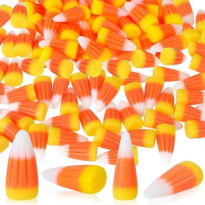 Set 50 margele 3D din rasina, decor Halloween, portocalii, 30x14mm