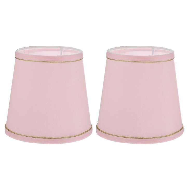 Abajur pentru lampa YANYXR BCS2919806, set 2 buc., din material textil, anti-praf, potrivit pentru veioza/podea/candelabru, roz, 15 x 15 x 14 cm