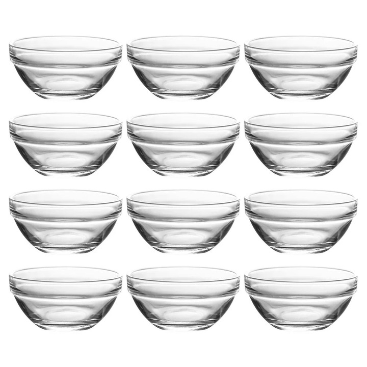 Set 12 boluri din sticla transparente 6x6x3cm pentru desert