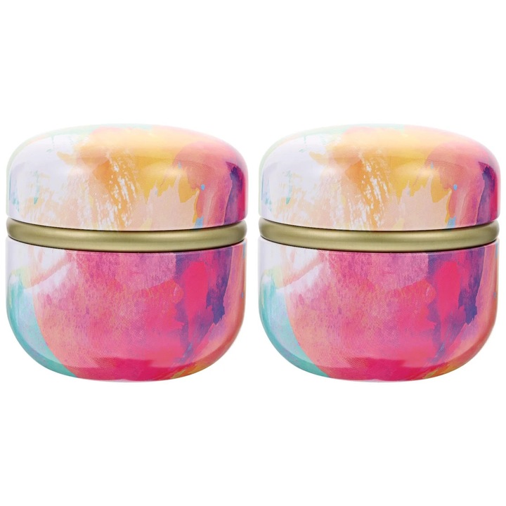 Cutii pentru ceai ZYBLSSBB LSM2xh4287-BCS0132477, din tabla, etanse, multicolor, set 2 buc., 8.7 x 8.5 x 8.5 cm