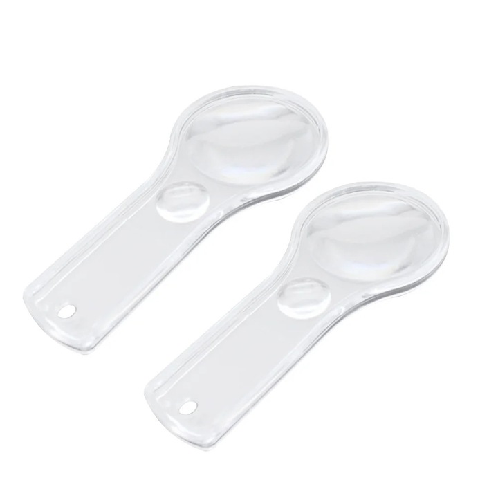 Set de 10 lupe cu manere ergonomice, 10.3x5cm, plexiglas, transparent