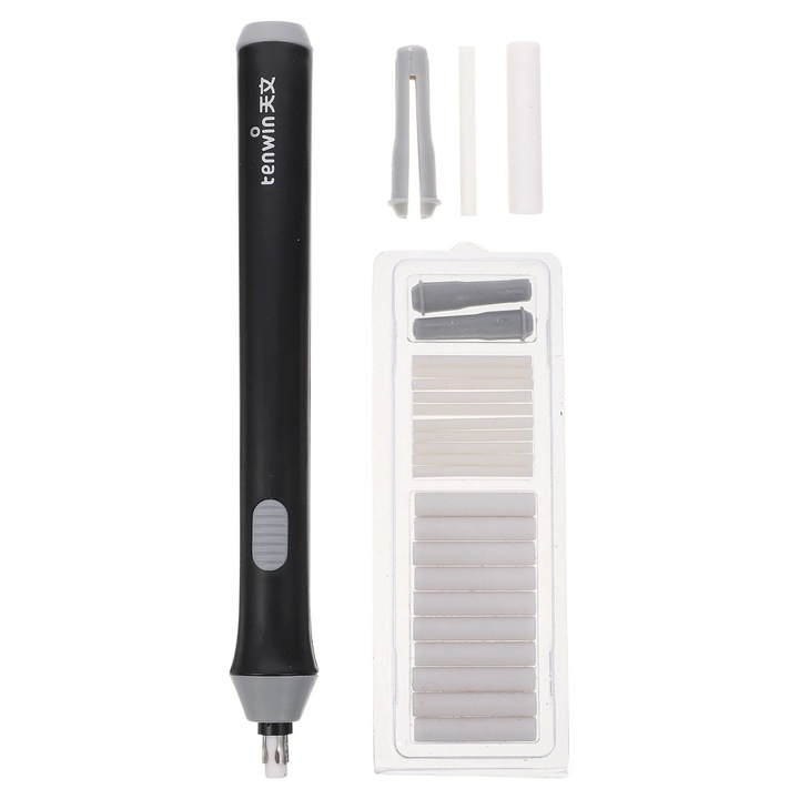 Set radiera electrica YANYXR, 16x1.6x1.6cm, accesorii incluse, alb