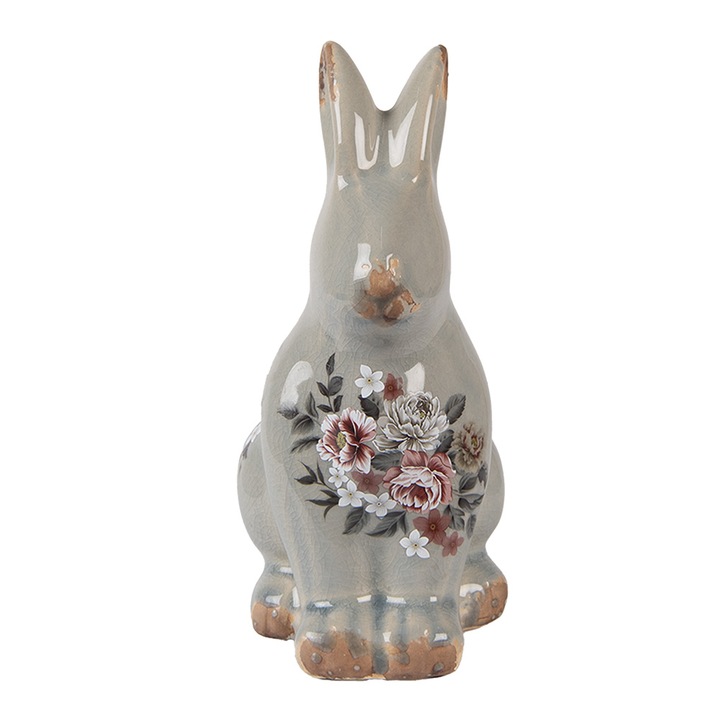 Többszínű kerámia nyuszi figura 13x10x21 cm