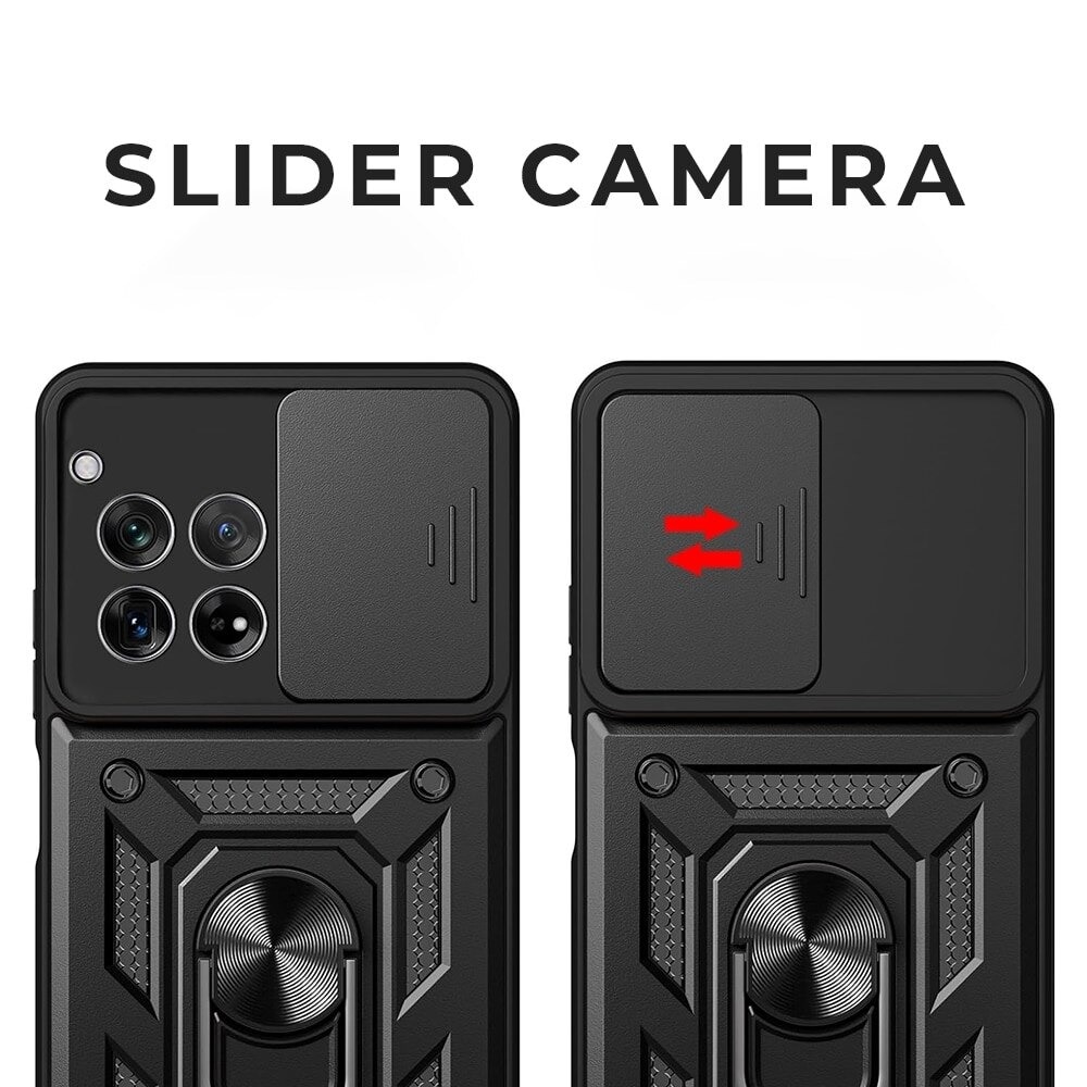 Husa pentru Motorola Edge 60 Pro Camshield, Kickstand, Slider Camera, Antisoc, Protectie Superioara, Negru Inchis