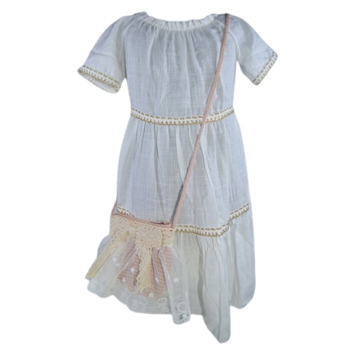 Lezser ruha és táska szett lányoknak, Mini Junior, Q9677, Fehér 120720