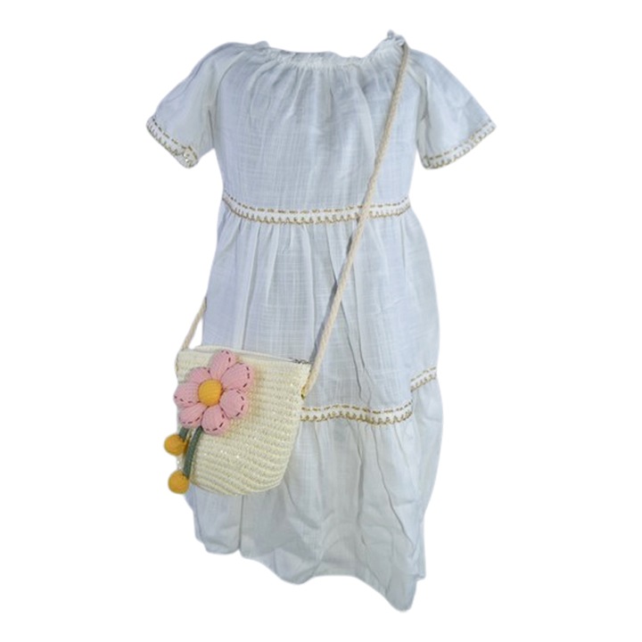 Lezser ruha és táska szett lányoknak, Mini Junior, Q9677-2, Fehér 120726