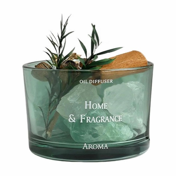 Set difuzor ulei si piatra cristal naturala aromaterapie, multicolor, 11.8x8.5x8.5cm